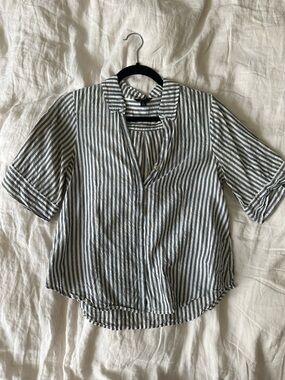 J. Crew Blue and White Striped Button-Down